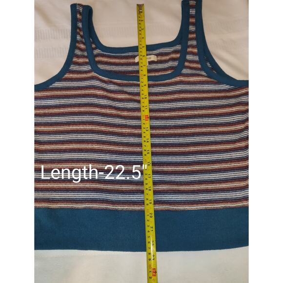 Madewell Cropped Top Striped Camisole Women's XL Teal Knit Store Tag Stretchy - Picture 10 of 13